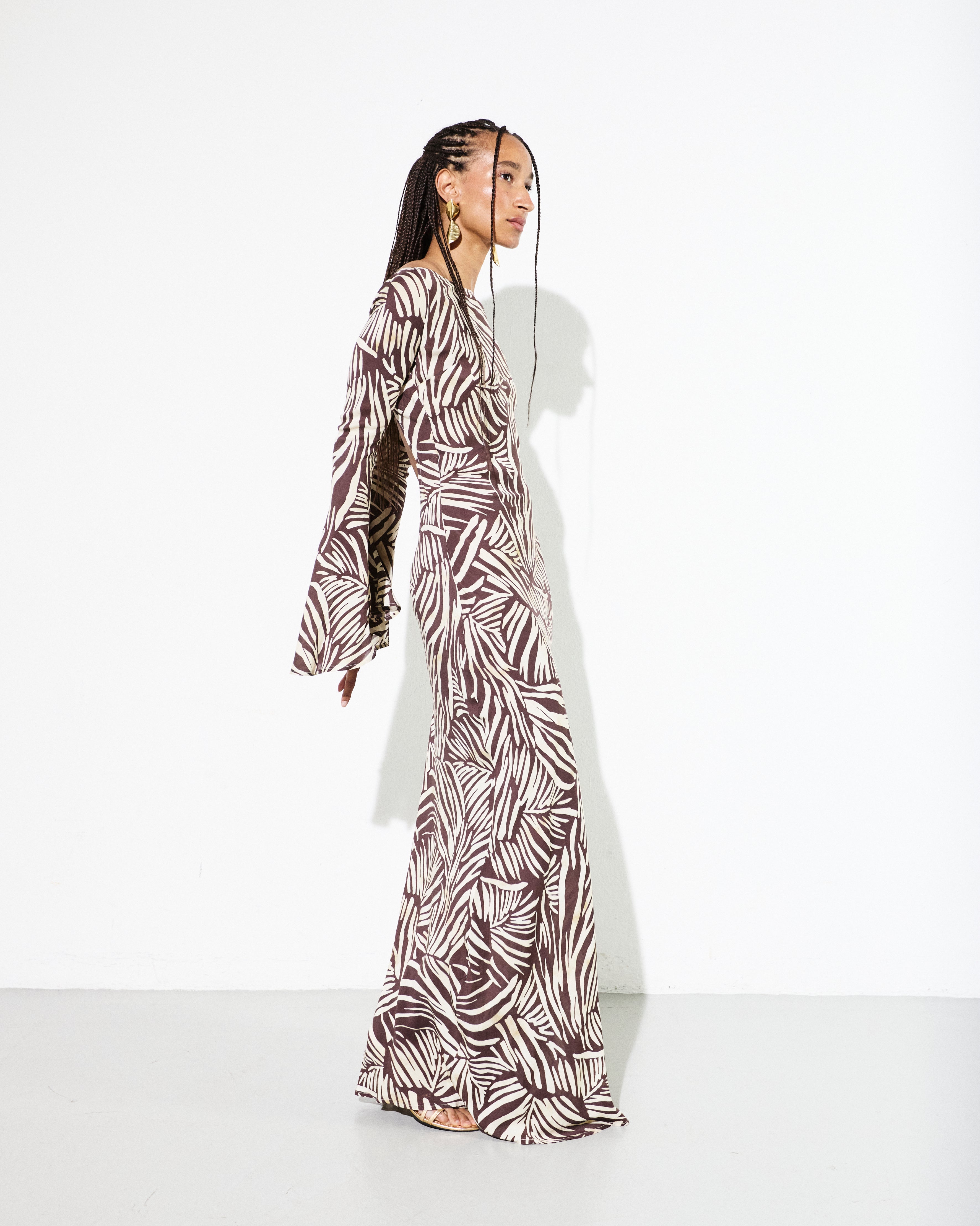 GISELE DRESS in Brown Folya Print