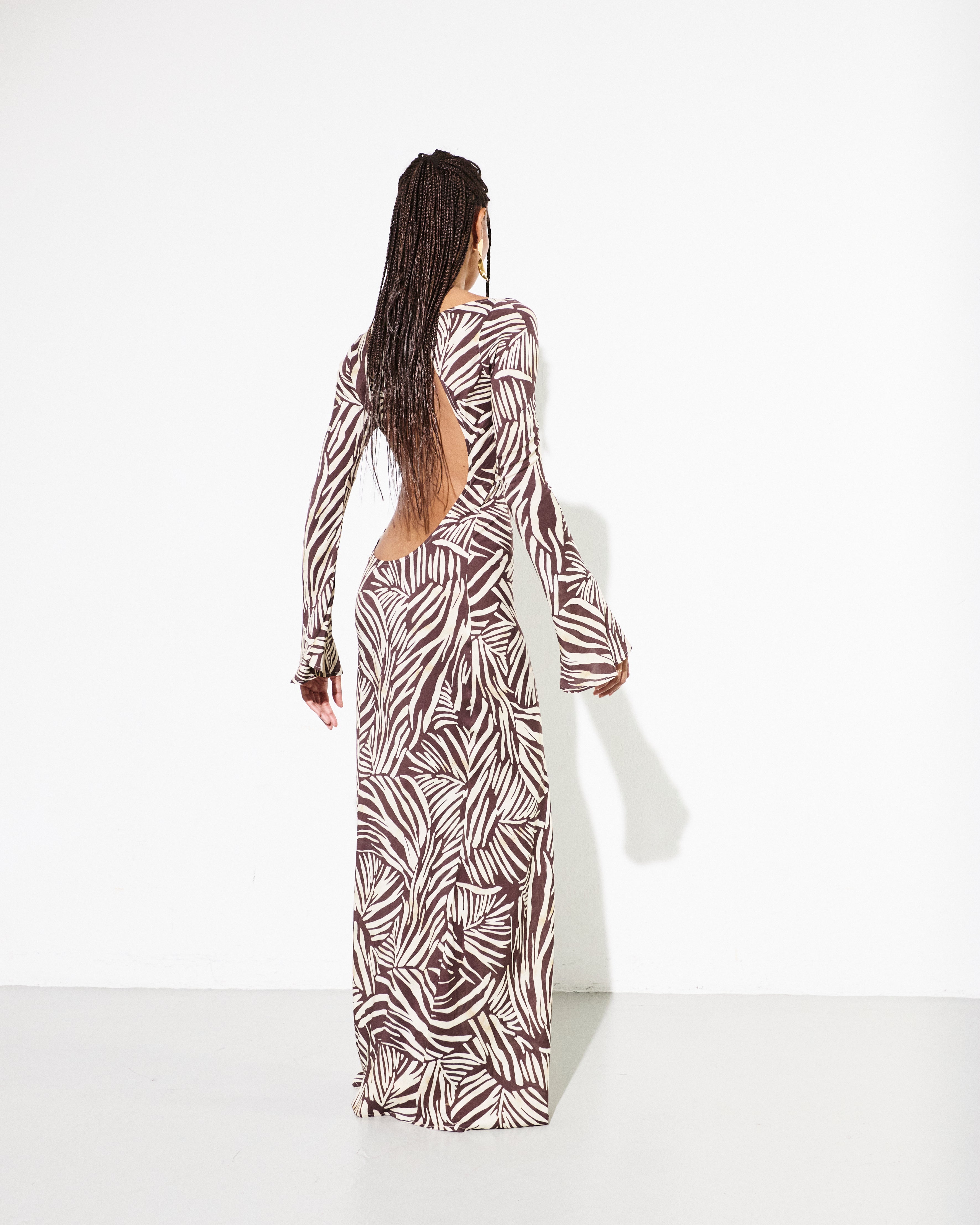 GISELE DRESS in Brown Folya Print