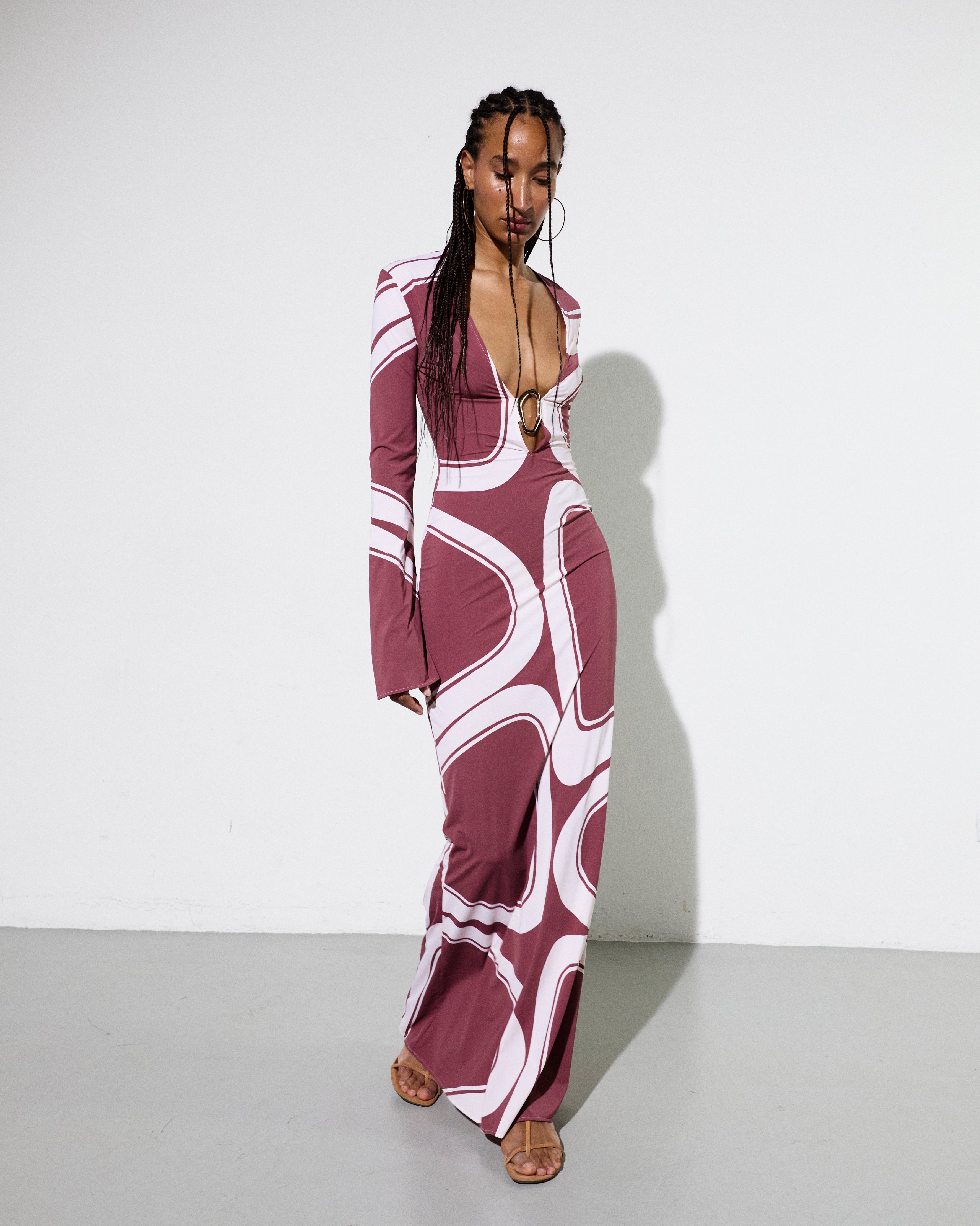 JANE DRESS in Brown Élas Print