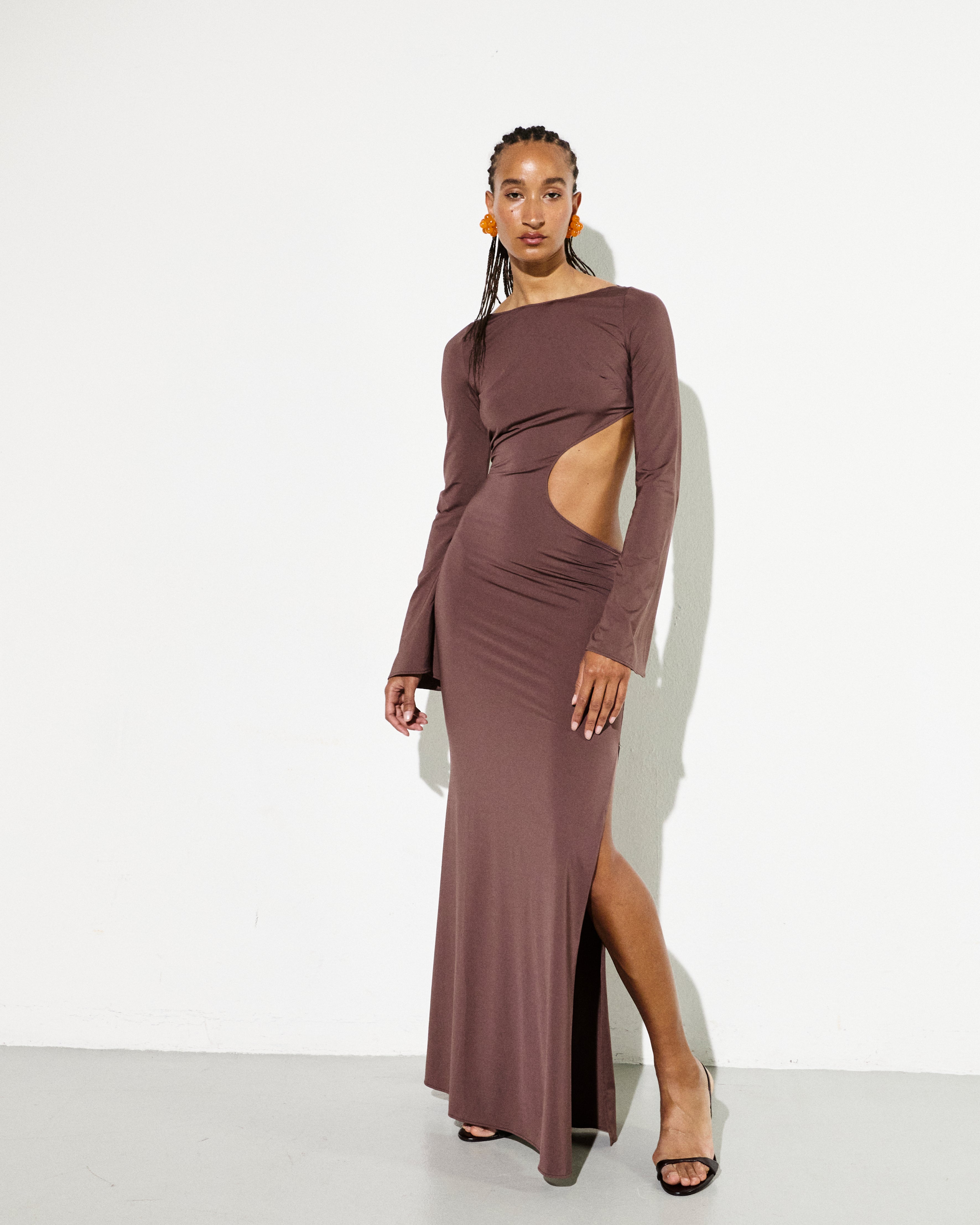 ALI DRESS in Brown Èlas Print