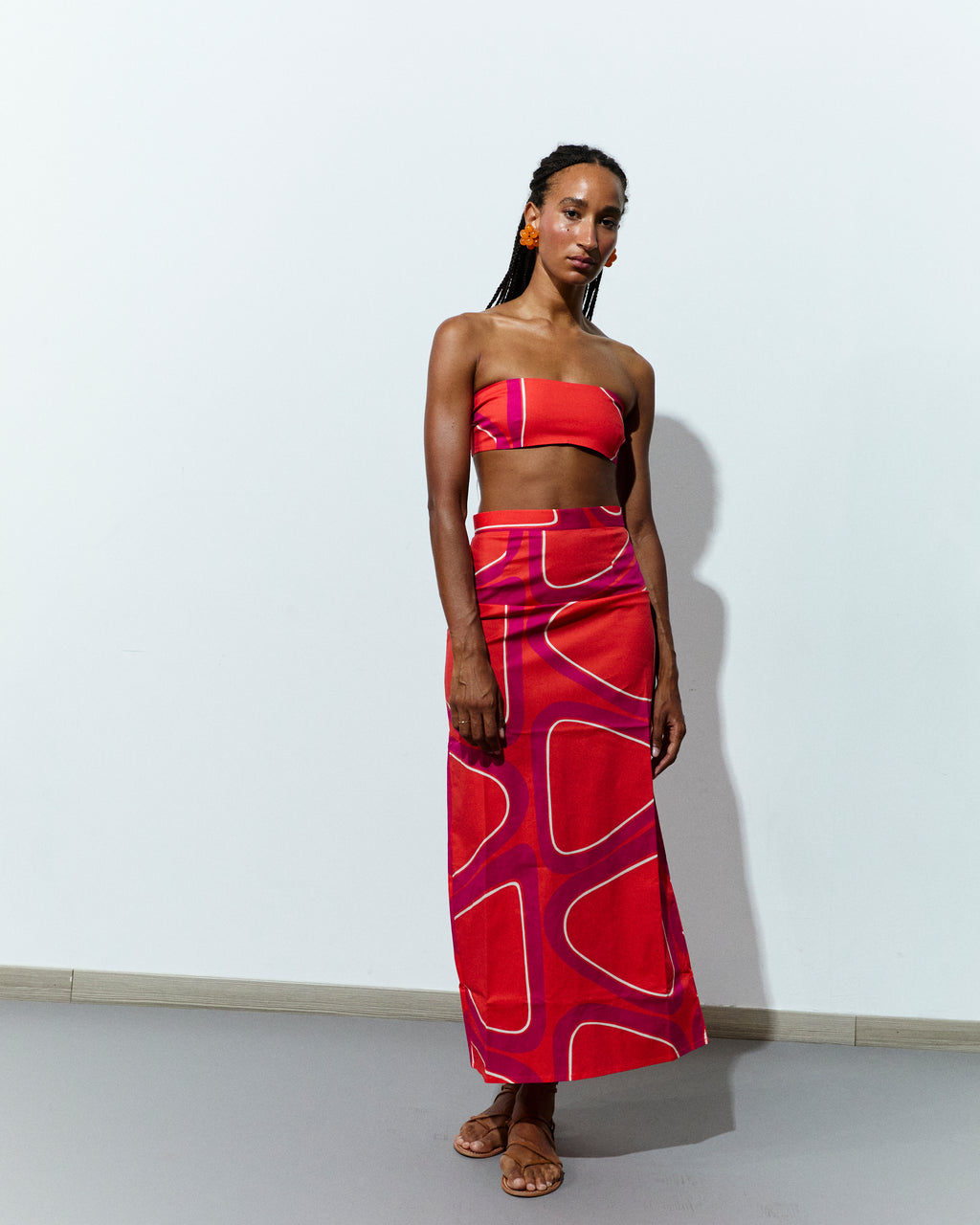 BRIGITTE TOP in Orange & Hot Pink Èlas Print