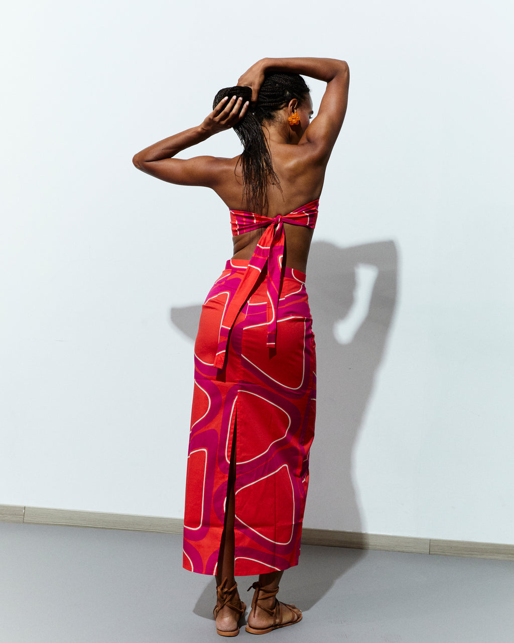 BRIGITTE TOP in Orange & Hot Pink Èlas Print