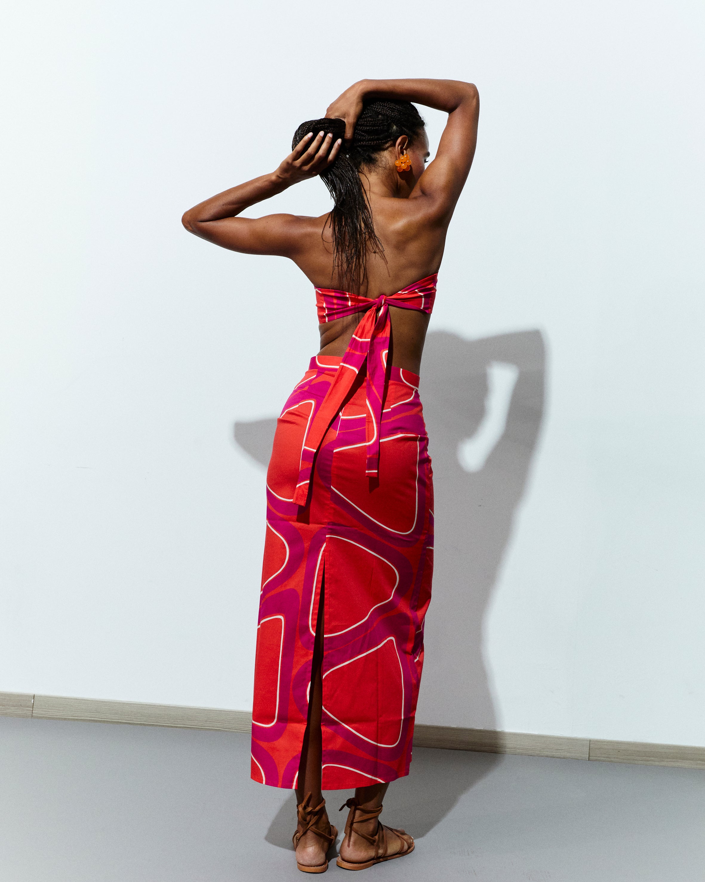 BRIGITTE TOP in Orange & Hot Pink Èlas Print