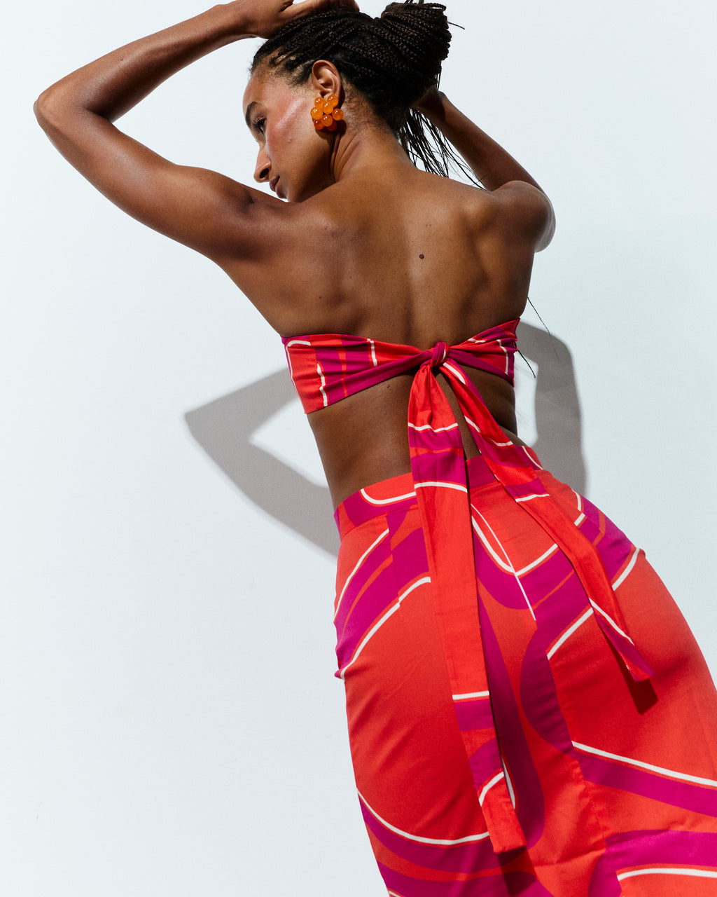 BRIGITTE TOP in Orange & Hot Pink Èlas Print