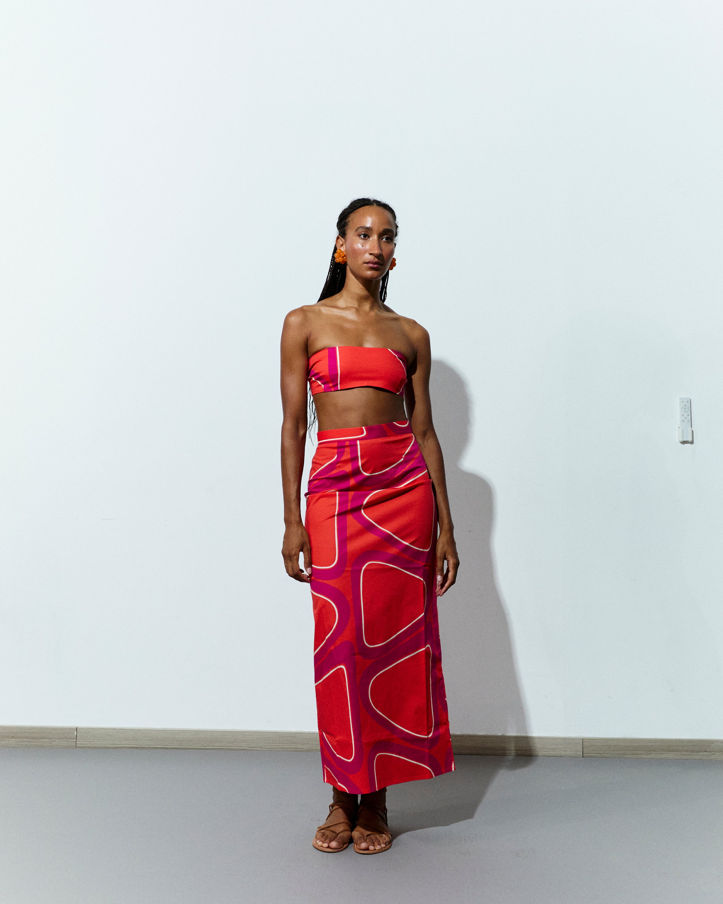 BRIGITTE SKIRT in Orange & Hot Pink Èlas Print